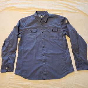 G Star Raw 03301 Long Sleeve Snap Button Blue Steel Canvas Shirt Men XL Blue